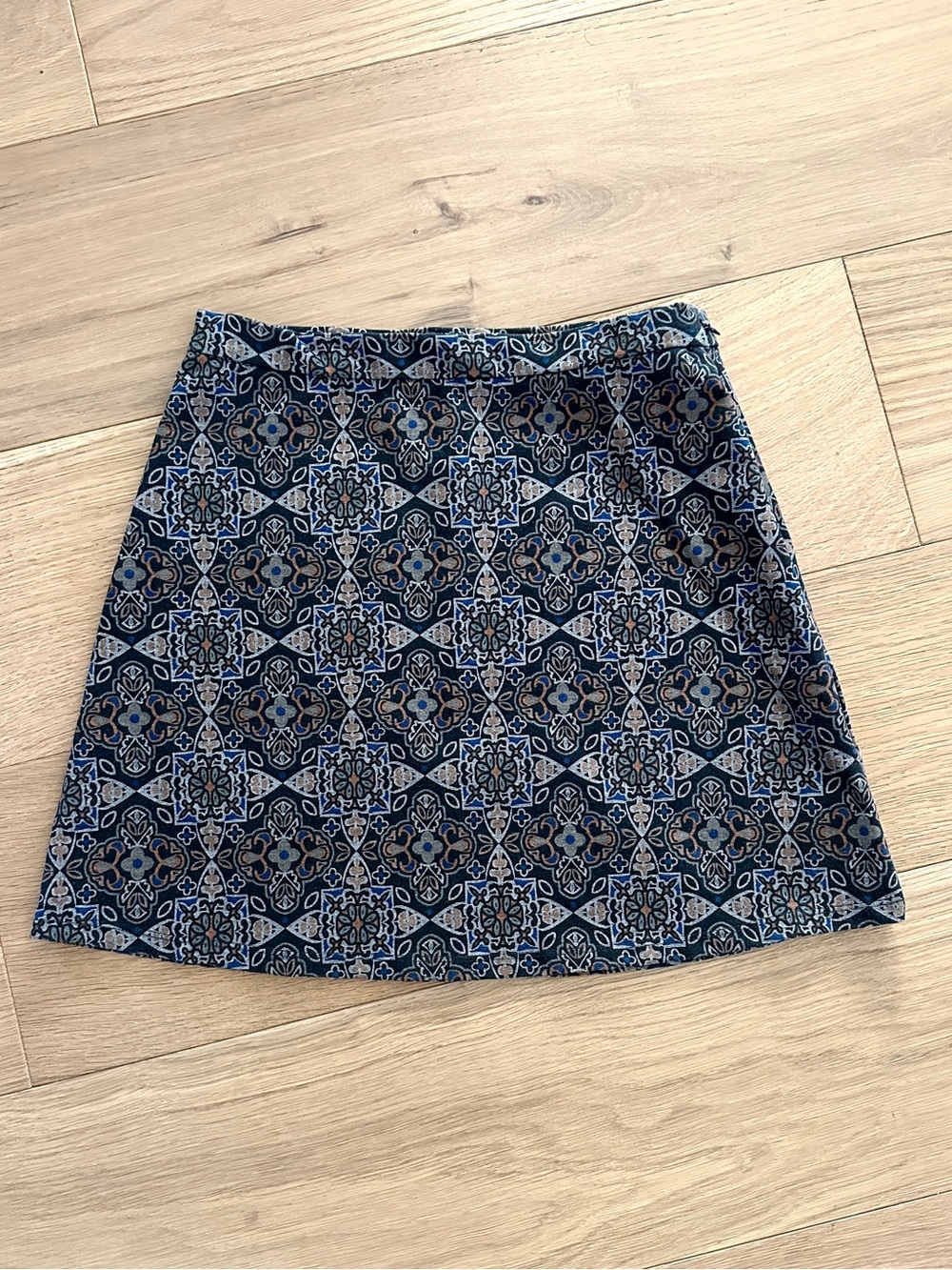 Urban Outfitters Cooperative Christie Skirt - Printed Blue Mosaic Mini Skirt